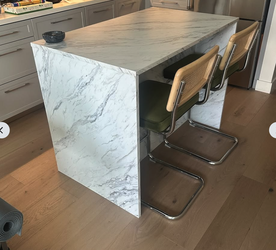 White Marble type Wood Kitchen Island