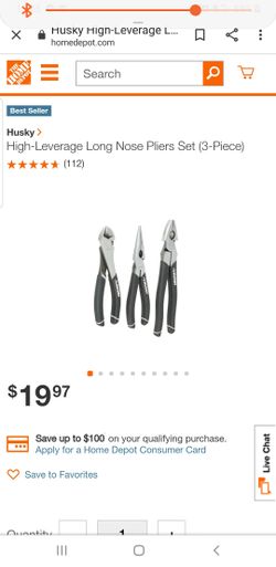 Husky High-Leverage Long Nose Pliers Set (3-Piece)