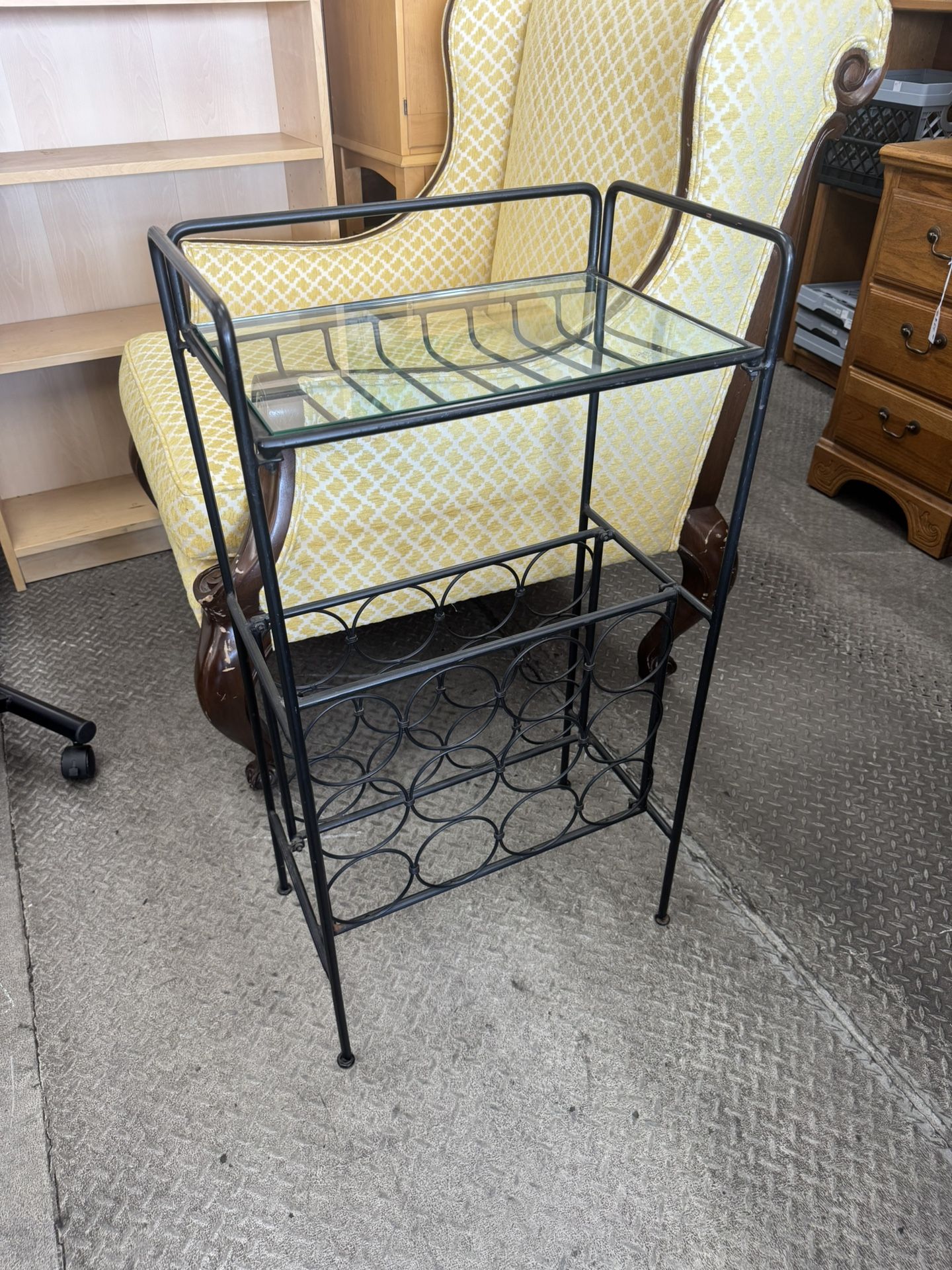 Vintage Wine Rack with Glass Top