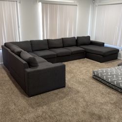 Large 146.5" Anadarko Modular U-Sectional - Charcoal Grey
