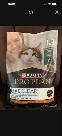 PRO PLAN. CAT FOOD. NEW. 16 POUNDS. LIVE CLEAR ADULT. EXPIRY DATE JUNE/2027