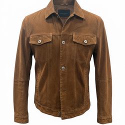 Zara Brown Sued Jacket Size Small (Real Leather)