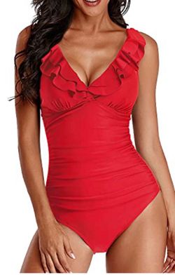 New Women’s Red Ruffles One Pieces  Holipick New with tags Size L