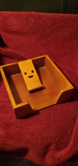 Bamboo Napkin Holder with Smiley Face Weighted Arm
