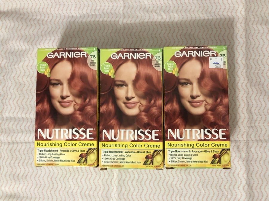 3 Garnier Nutrisse Hair Color #76 Rich Auburn Blonde