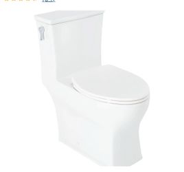Carraway 1.28 GPF One Piece Elongated Chair Height Toilet with Left Hand Lever - Seat Included