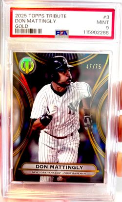 2025 Topps Tribute Don Mattingly Gold Parallel /75 #3 PSA 9 Mint Yankees