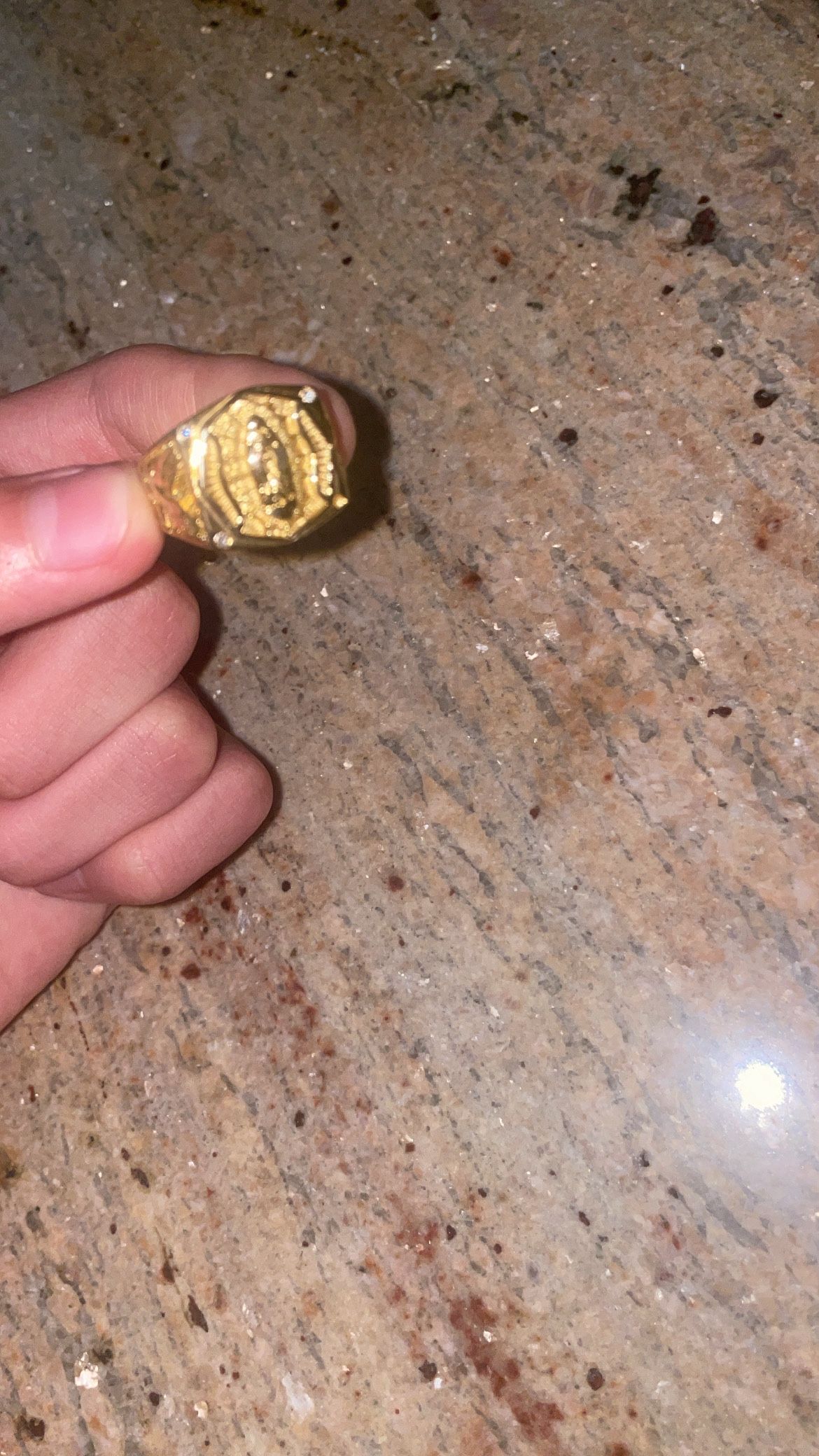 Stainless Steel Gold Virgin Mary Ring