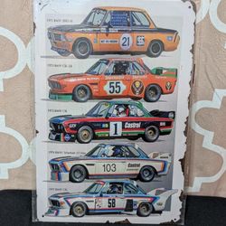 BMW Race Cars Metal Sign Decor