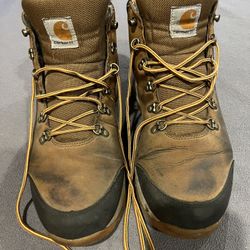 Mens Used Carhartt Steel Toe Work Boots Size 11.5