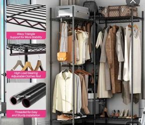 Black Metal Freestanding Closet Organizer with Shelves