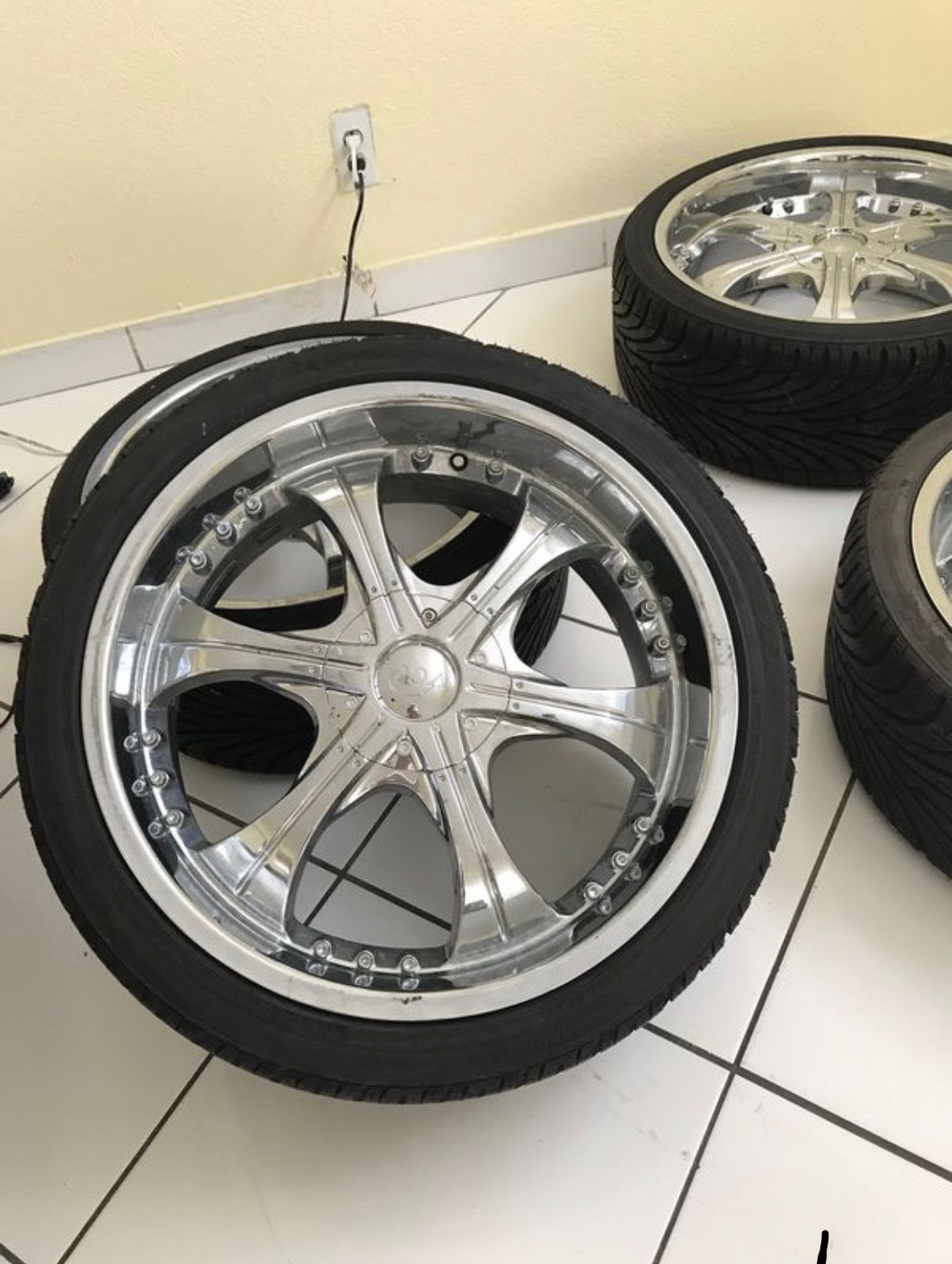 VCT Scarface rims 20 inches with low profile tires.