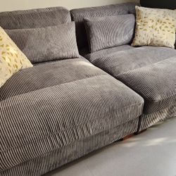 Grey Fabric Sofa 1 Month Old With Pillows