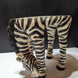 Jaimy Zebra Plant Stand 11” Tall Display Shelf Heavy Resin Unique Black White
