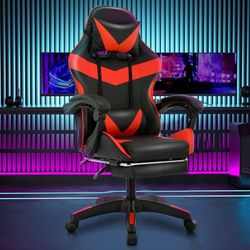 New Gaming Chairs with Footrest Leather Game Chair for Adults Big and Tall Gamer Chair with Headrest and Lumbar Support with Ergonomic PU Leather New