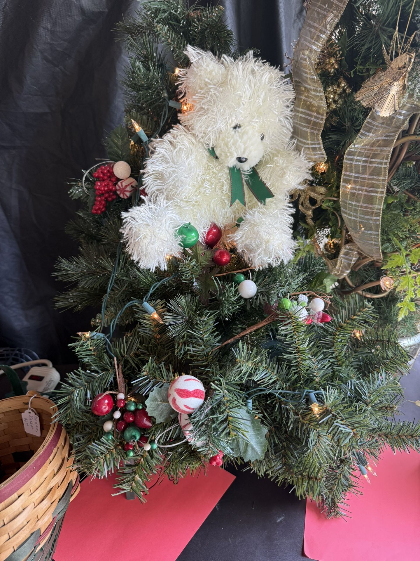 Christmas Teddy Bear On Green Chair