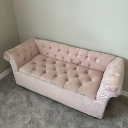 Pink Velvet Ottoman 