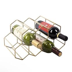 Excellent Used Countertop Wine Rack Art Deco Gold Color Freestanding Countertop