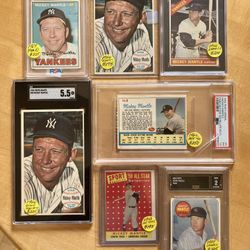 🐣 (7) MICKEY MANTLE TOPPS BASEBALL CARDS * (5) GRADED  👀