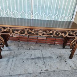 Beautiful Carved Wood Console Table 