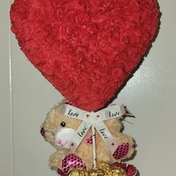 Valentine's Day Teddy Bear In Bucket Red Heart Ferrero Rocher chocolate