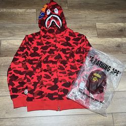 BAPE Red Zip Hoodie 