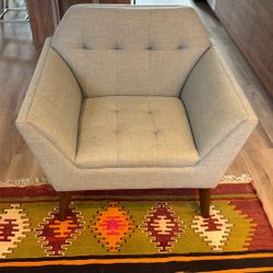 Light Blue Mid-Century Modern Armchair Width 36,5” * Deep30” , Height 31,5”