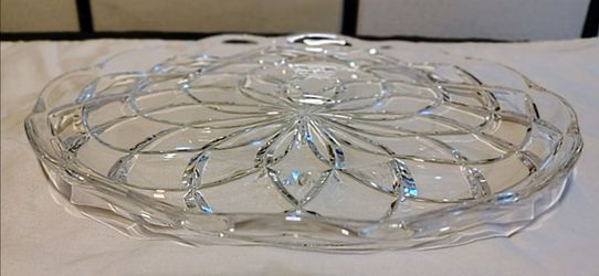 Vintage Stuart England Cut Lead Crystal Serving Platter / Cake Tray - 12"