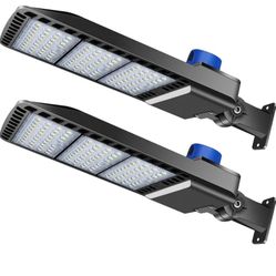 Juyace 300W LED Parking Lot Light Dusk to Dawn Outdoor Lighting Wall Mount Exterior Flood Commercial Outside IP65 100-277V for Shoebox Street Security