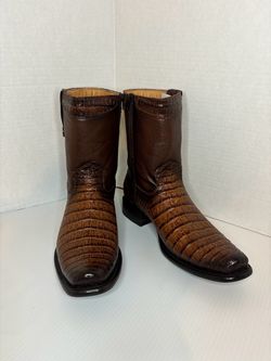 Brown Caiman Leather Western Boots Made in Mexico