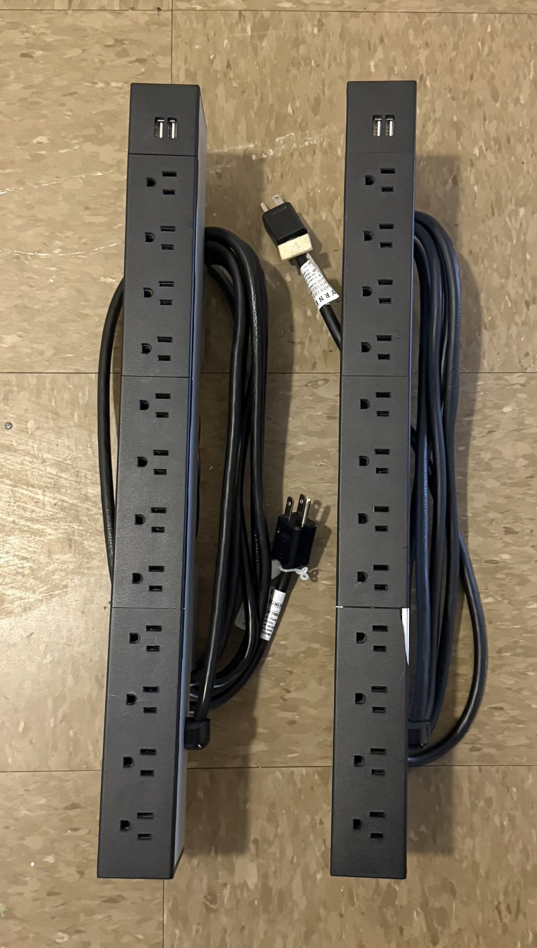 Power Strip with Wall Bracket - 12 Outlets, 12 ft Cord, Plug, and 2 USB Smart Charging Station