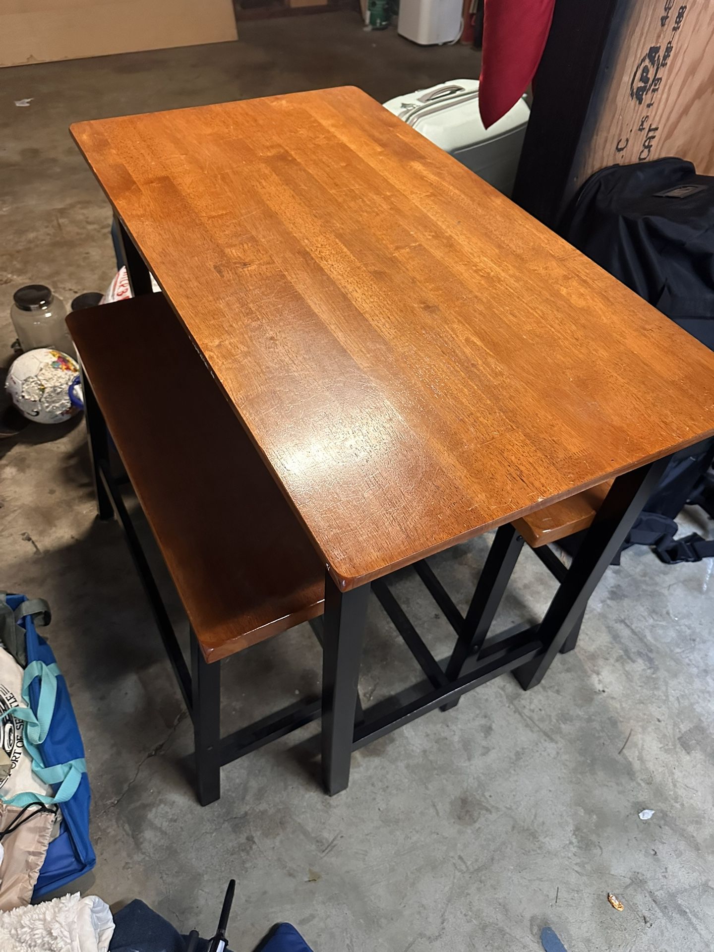 Solid Wooden Table + Bench + 2 Stools β $50