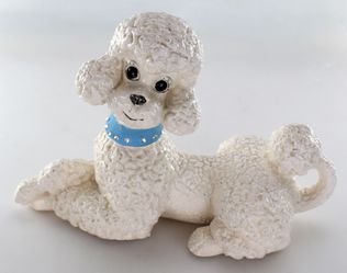 Vintage Retro Atlantic Mold White Ceramic Poodle Figure Shabby Chic Decor Thumbnail