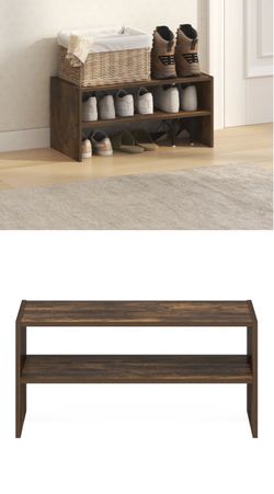 2-Tier Wooden Shoe Rack