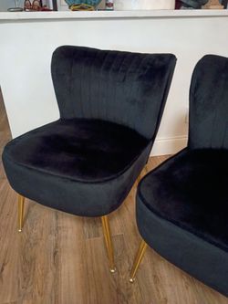 Velvet black slipper chairs