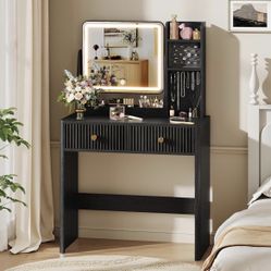 Vanity Desk With Mirror And Light