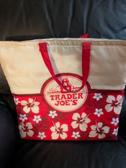 Trader Joe's Hawaiian style tote bag velcro sealed bag insulated