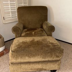 Brown Living Room Chair And Ottoman