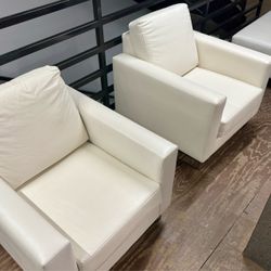 Freshly Unboxed Modern White Accent Chairs – Matching Set of 2