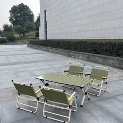 Folding camping table and chair set of 5 - includes 4 portable camp chairs|Hardly Ever Used