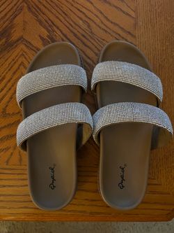 Women’s Qupid rhinestone slide sandals