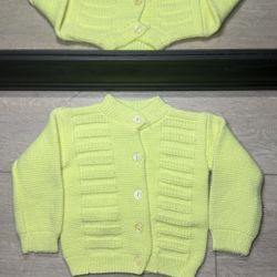 New Vintage 1970s Kids Toddlers Yellow Sherri Knitted Cardigan Sweater