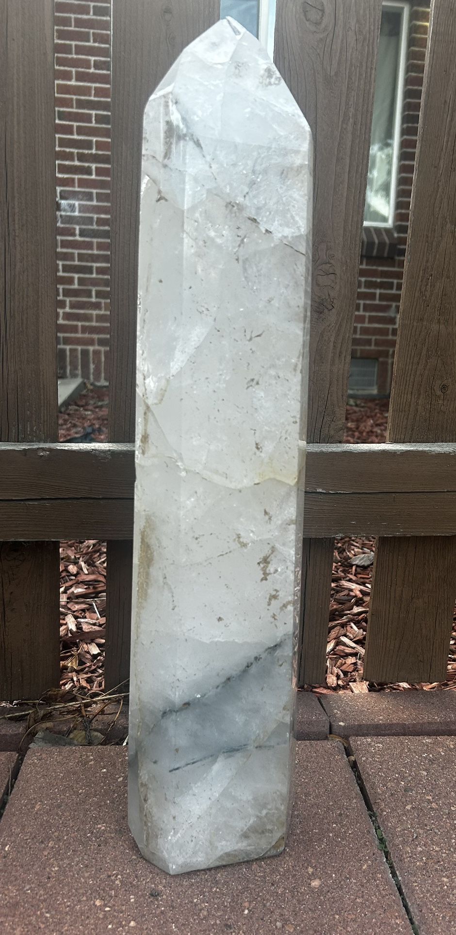 14LB Natural large White Crystal Obelisk Quartz Pillars Healing Point