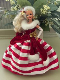 Peppermint Princess Barbie Winter Holiday Doll in Red and White Striped Gown