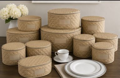 Seville Classics Quilted Fine China Storage Set - 10 Piece - New/Open Box