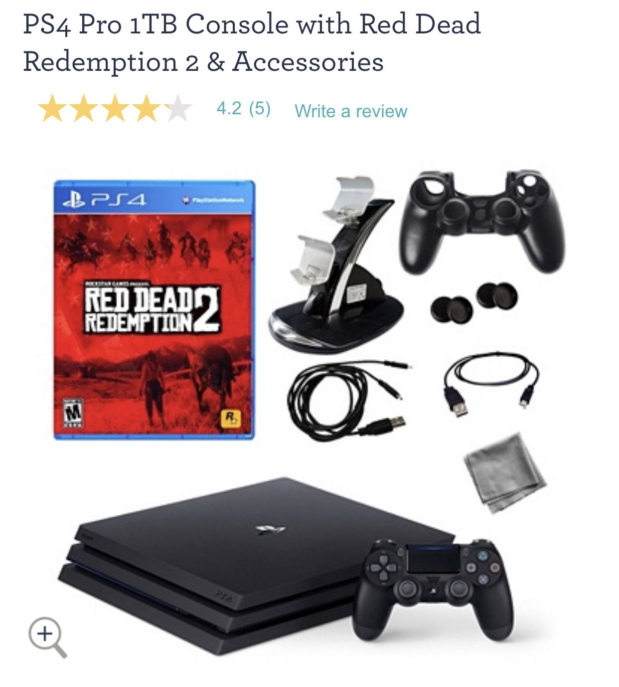 PS4 Pro 1TB Console with Red Dead Redemption 2 & Accessories for in Worcester, MA -