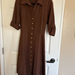 Brown Dress By Sharagano Size 10