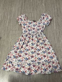 Youth Large Floral Print Mini Dress with Ruffle Hem