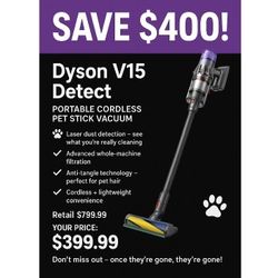 Dyson V15 Detect Pet Stick Vacuum 