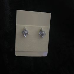 Tanzanite Stud, Earrings, 10 Karat Gold, . 75CTW